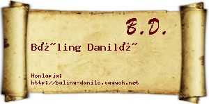 Báling Daniló névjegykártya